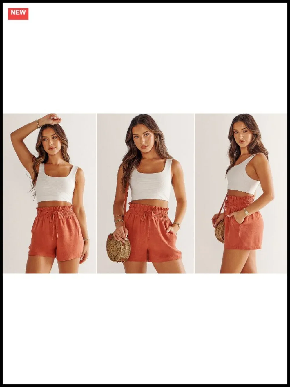 Women Wide Leg High Waist Linen Shorts with Pockets Drawstring Casual
